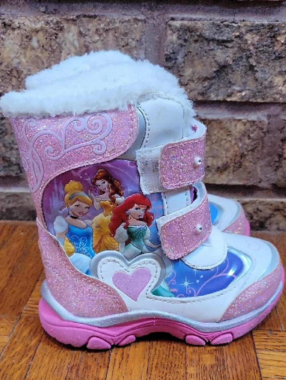 Disney Girls Pink Glitter 'Princess' Winter Snow Boots Size 6